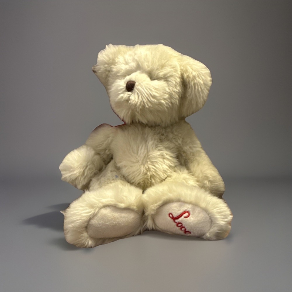 Russ Haley Teddy Bear 13" Plush 2005 Red Ribbon Love Embroidered Paw Cute Haley
